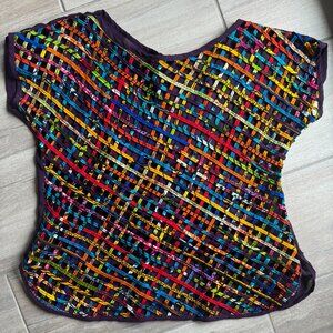 Unique boho multi-color knit top - Women's Size Large